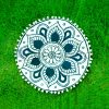 E - Mandala Decor Pillow - White & Navy Blue