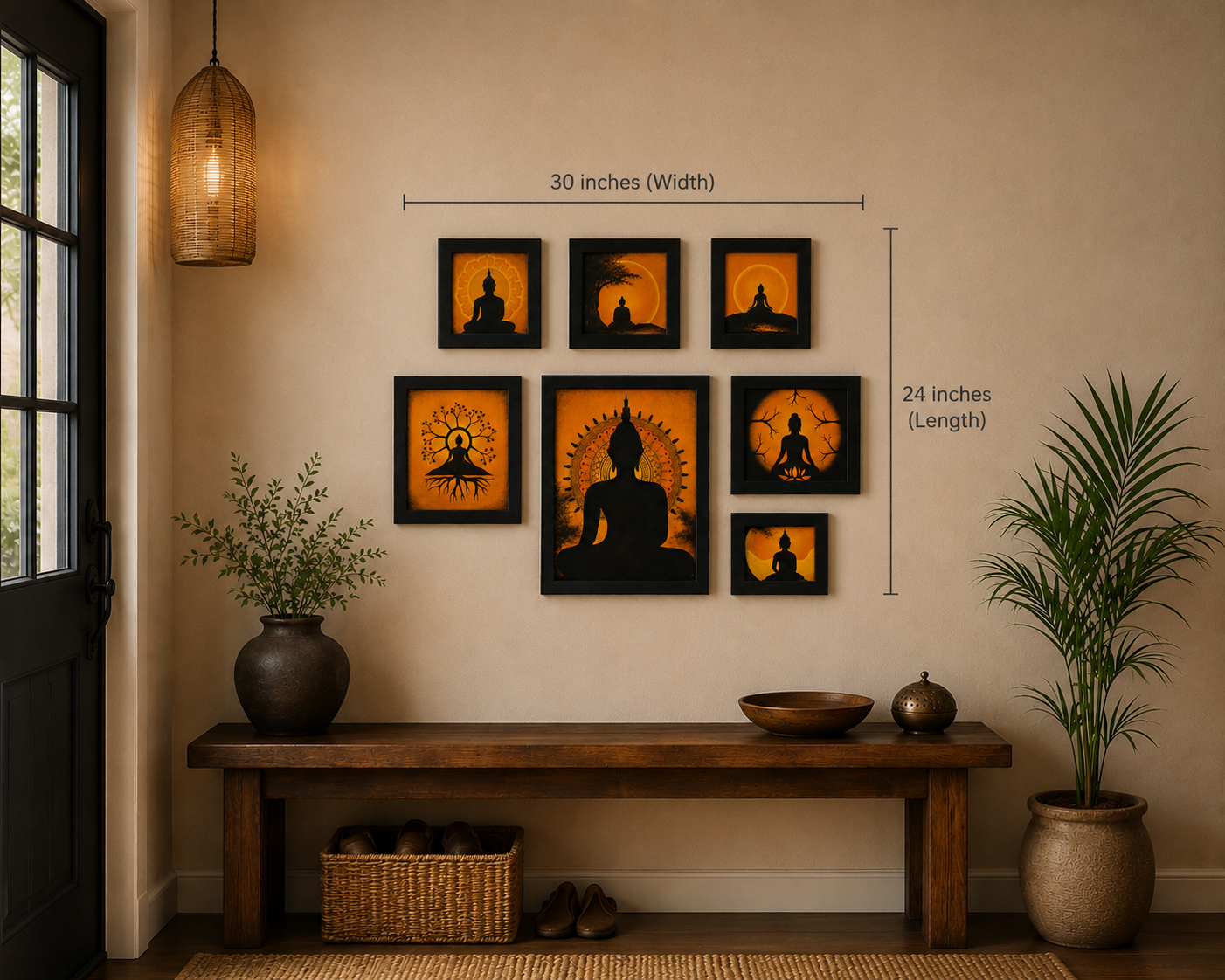 Hand Painted Buddha Art Decor Sets (Multiple Colors) 7 pcs - Image 4