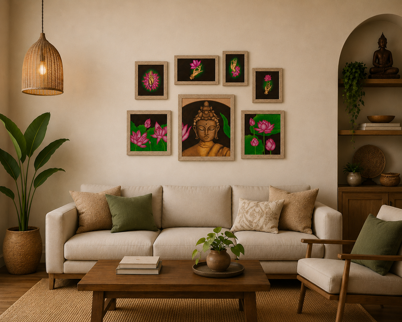 Hand Painted Buddha Art Decor Sets (Multiple Colors) 7 pcs - Image 8