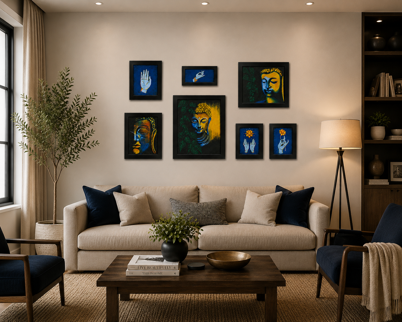 Hand Painted Buddha Art Decor Sets (Multiple Colors) 7 pcs - Image 10