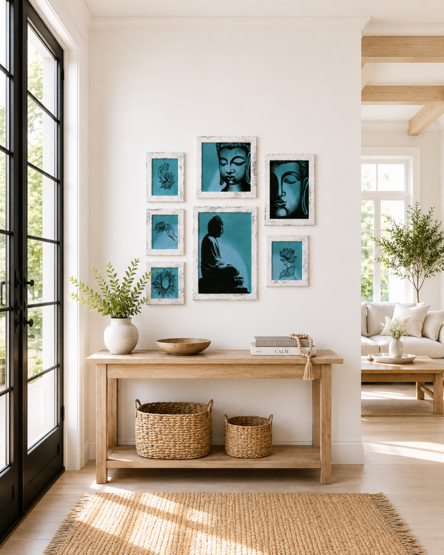 Hand Painted Buddha Art Decor Sets (Multiple Colors) 7 pcs