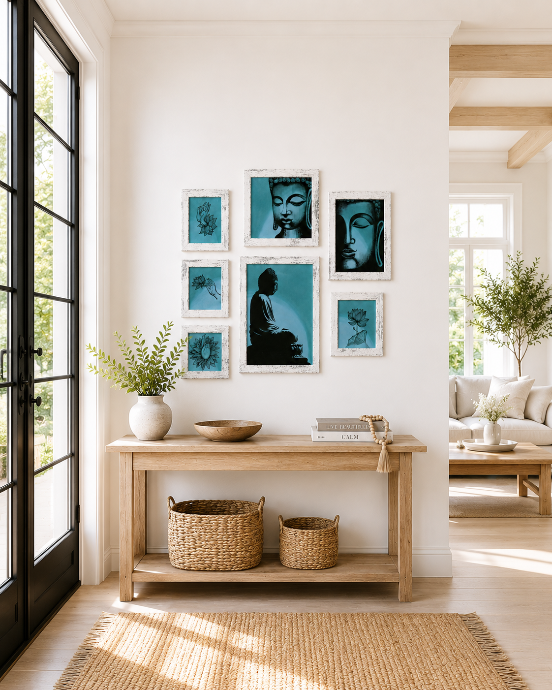 Hand Painted Buddha Art Decor Sets (Multiple Colors) 7 pcs