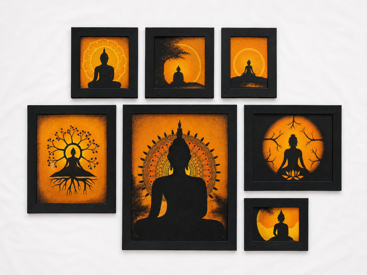 Hand Painted Buddha Art Decor Sets (Multiple Colors) 7 pcs - Image 3