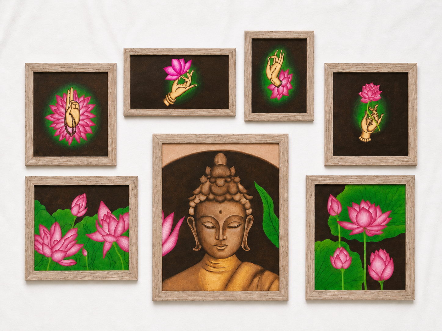 Hand Painted Buddha Art Decor Sets (Multiple Colors) 7 pcs - Image 7