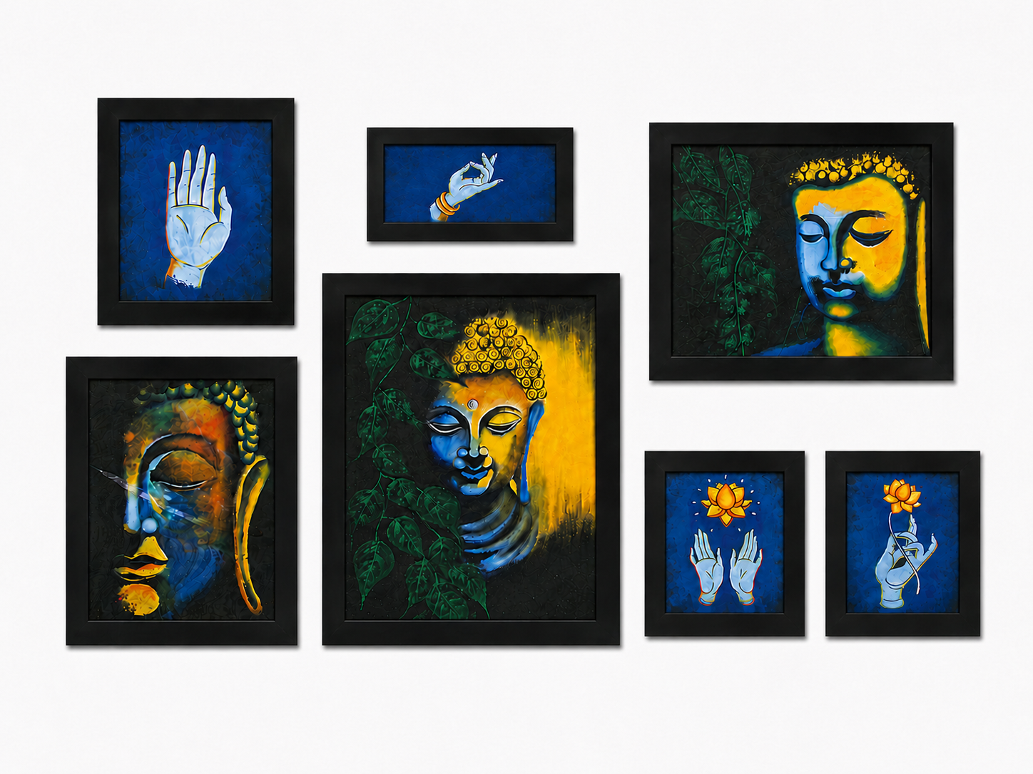 Hand Painted Buddha Art Decor Sets (Multiple Colors) 7 pcs - Image 9