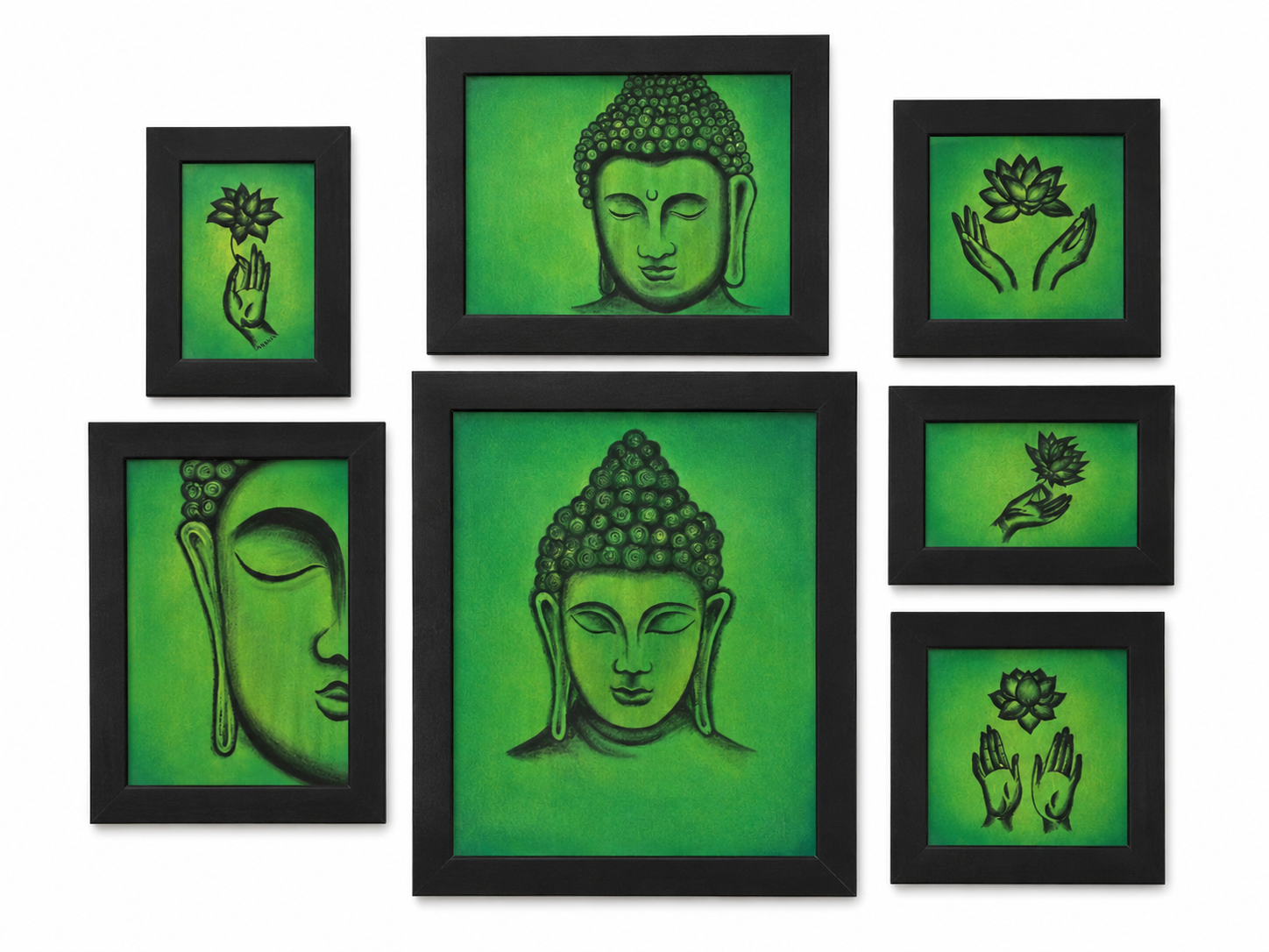 Hand Painted Buddha Art Decor Sets (Multiple Colors) 7 pcs - Image 5