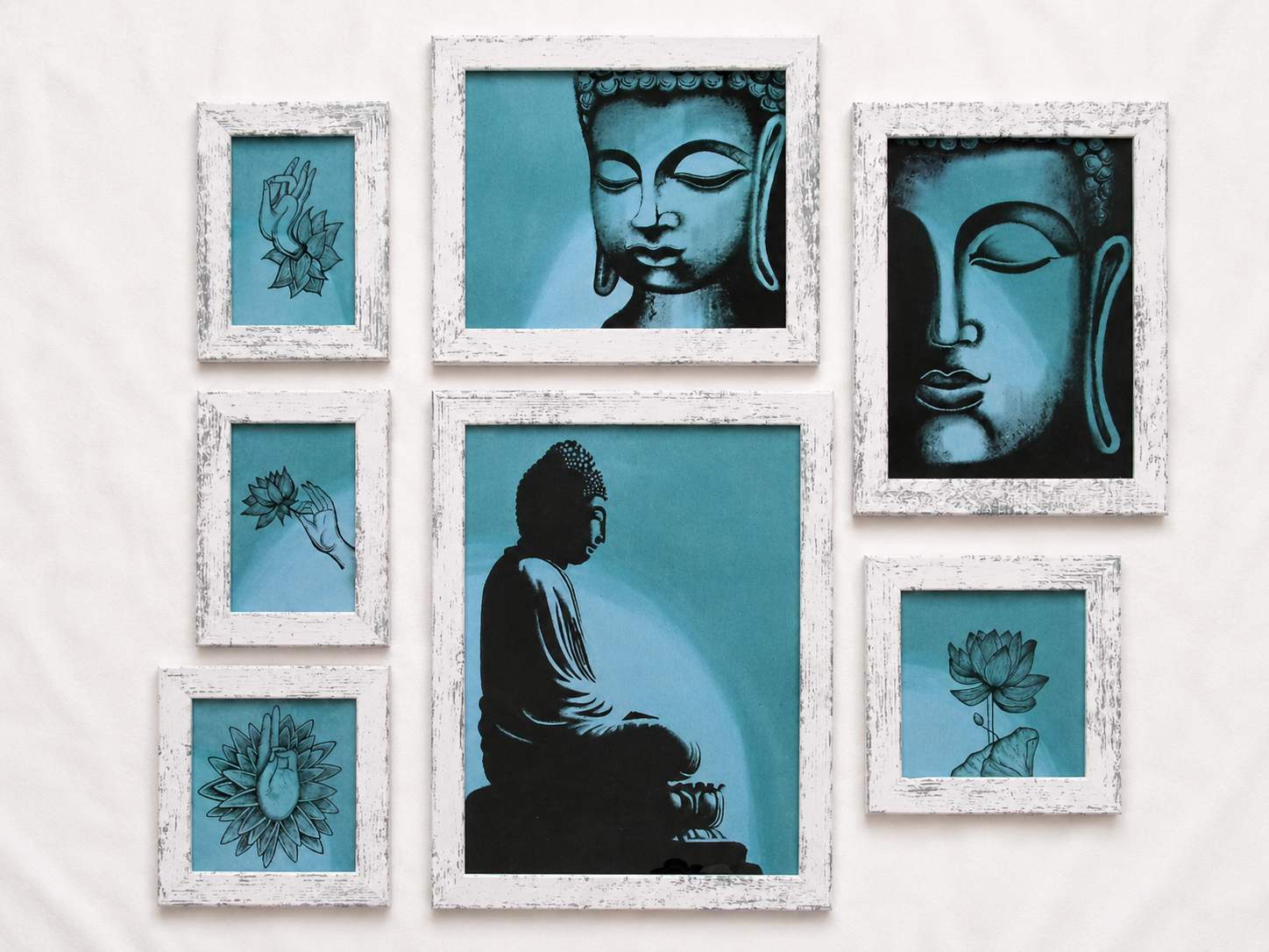 Hand Painted Buddha Art Decor Sets (Multiple Colors) 7 pcs - Image 2